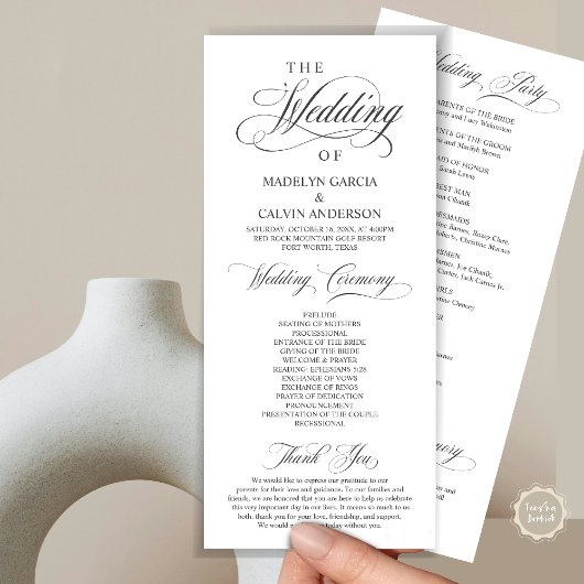 Programme Cérémonie mariage, élégance classique gris foncé
