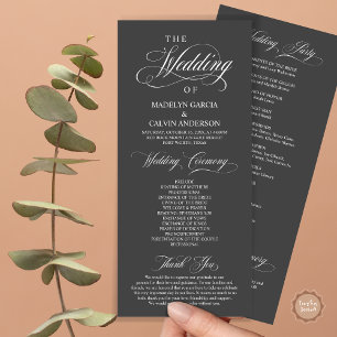 Programme Cérémonie mariage, élégance classique gris foncé