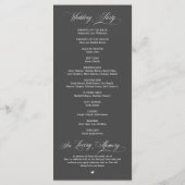Programme Cérémonie mariage, élégance classique gris foncé (Dos)