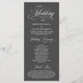 Programme Cérémonie mariage, élégance classique gris foncé (Devant)