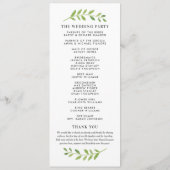 Programme Cérémonie Mariage encadrée dans Watercolor Greener (Dos)