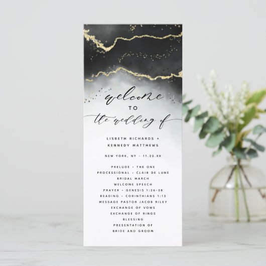Programme Cérémonie Mariage Ethereal Mist Ombre Black Moody (Debout devant)