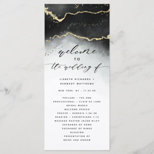 Programme Cérémonie Mariage Ethereal Mist Ombre Black Moody (Devant)