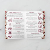 Programme Cérémonie Mariage hindoue (rose rouge or) pliée (Intérieur)