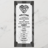 Programme Cérémonie Mariage Steampunk Coeurs Cogs Retro (Devant)