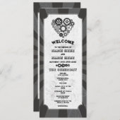 Programme Cérémonie Mariage Steampunk Coeurs Cogs Retro (Devant / Derrière)
