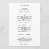 Programme Cérémonie minimaliste moderne du Mariage, écrite à (Dos)