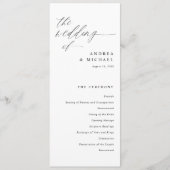 Programme Cérémonie Moderne Calligraphie Élégante de Mariage (Devant)