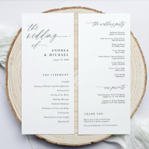 Programme Cérémonie Moderne Calligraphie Élégante de Mariage