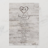 Programme Cérémonie Rustique de Mariage de bouleau sculpté (Dos)