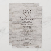 Programme Cérémonie Rustique de Mariage de bouleau sculpté (Devant / Derrière)