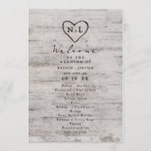 Programme Cérémonie Rustique de Mariage de bouleau sculpté (Devant)