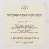 Programme Cérémonie simple de Mariage de bronze et de monogr (Devant)