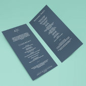 Programme Cérémonie simple de Mariage de Monogramme bleu mar
