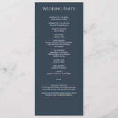 Programme Cérémonie simple de Mariage de Monogramme bleu mar (Dos)