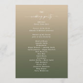 Programme Cérémonie simple Ombre Dark Green & Gold Mariage (Dos)