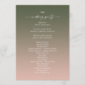 Programme Cérémonie simple Ombre vert foncé et rose Mariage (Dos)