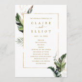 Programme Cérémonie Tropical Watercolor Feuille Gold Mariage (Devant)
