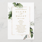 Programme Cérémonie Tropical Watercolor Foliage Gold Mariage (Devant)