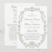 Programme Cérémonie victorienne de Mariage orné Grace Sage v (Devant / Derrière)