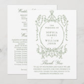 Programme Cérémonie victorienne de Mariage orné Grace Sage v (Devant / Derrière)
