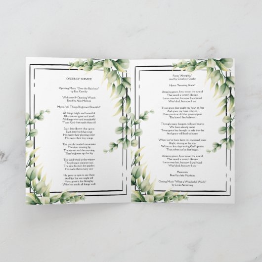 Programme Cérémonies funéraires vertes, ordre de service Pro (Intérieur)