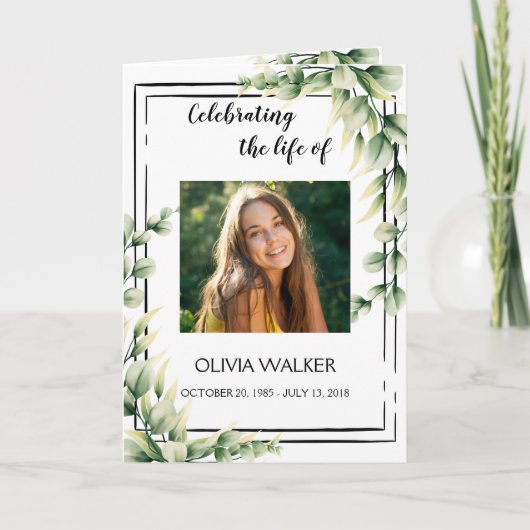 Programme Cérémonies funéraires vertes, ordre de service Pro (Devant)