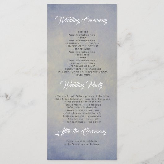 Programme Chaîne de lumières Rustique Dusty Blue Wedding Pro (Dos)