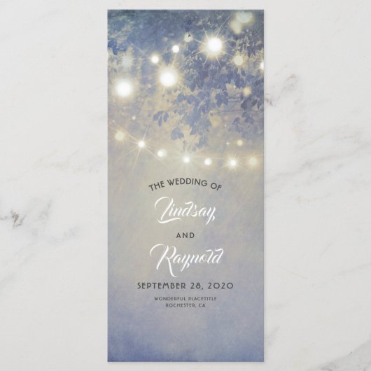Programme Chaîne de lumières Rustique Dusty Blue Wedding Pro (Devant)