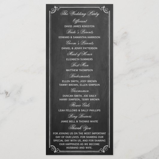 Programme Chalkboard Hot Air Balloon Collection Mariage (Dos)