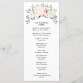 Programme Champagne Ivory Blush rose Floral Mariage (Dos)