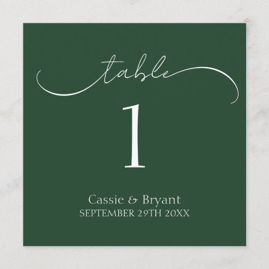 Programme Chasseur moderne Mariage de script vert Numéro de (Devant)