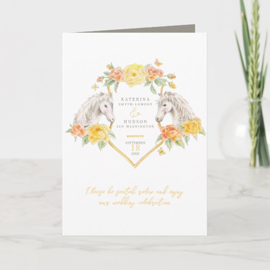 Programme Chevaux et rose mariage d'art monogramme jaune (Devant)