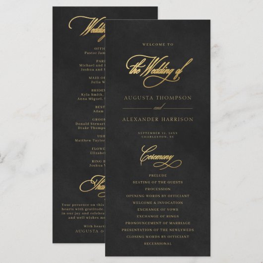 Programme Chic Black Velvet Imitation Mariage (Devant / Derrière)