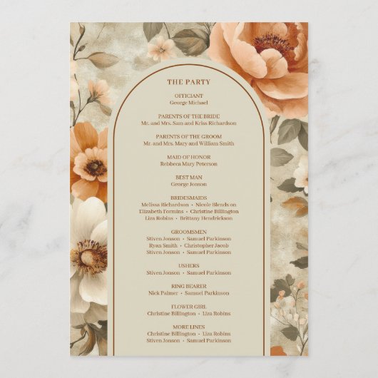 Programme Chic Boho Terracotta Beige Sage Floral Program (Dos)