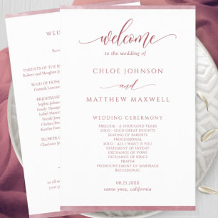 Programme Chic Burgundy Watercolor Cadre Mariage