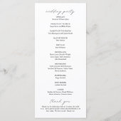 Programme Chic Calligraphie Mariage photo simple (Dos)