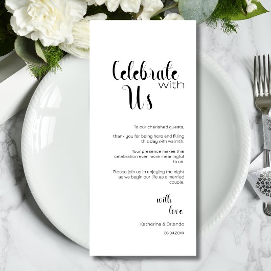 Programme Chic Celebrate With Us Wedding Place Setting Cards