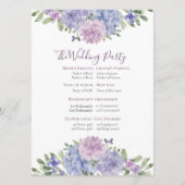 Programme Chic Dusty Blue Lilac Aquarelle Florale Mariage (Dos)