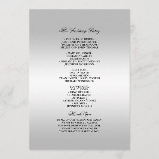 Programme Chic Elegant Rose Mariage argent (Dos)
