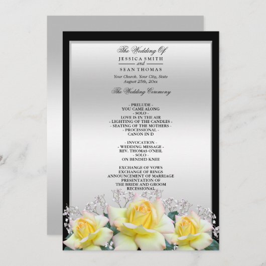 Programme Chic Elegant Rose Mariage argent (Devant / Derrière)