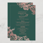 Programme Chic Emerald Green Rose or Mariage Floral or (Devant / Derrière)