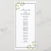 Programme Chic Eucalyptus Green Navy Mariage botanique bleu (Dos)