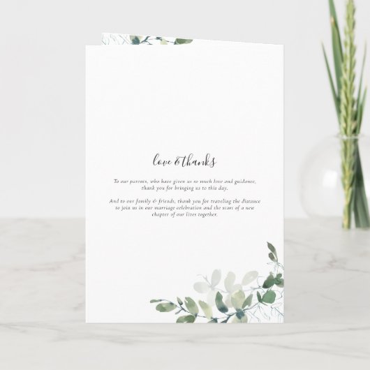 Programme Chic Eucalyptus Ordre de cérémonie Mariage (Dos)