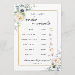 Programme Chic Ivory Floral Mariage Ordre de l'événement Cal
