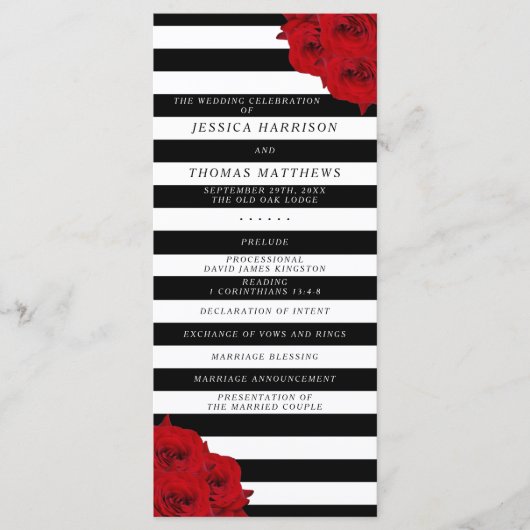 Programme Chic Moderne Luxe Mariage Collection - Roses rouge (Devant)