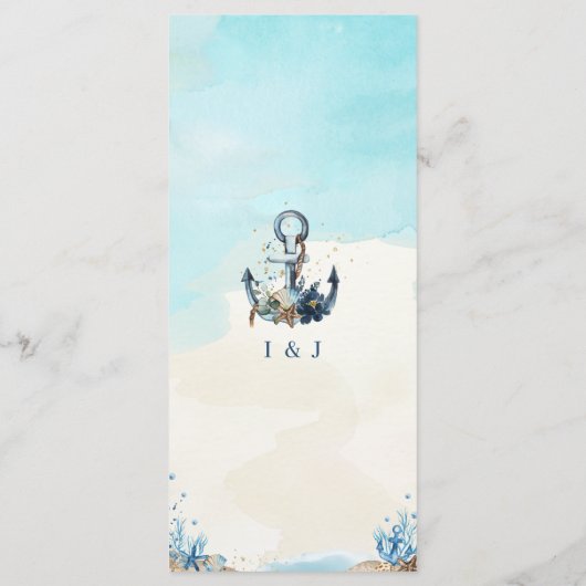 Programme Chic Nautical Ancre Beach Mariage de bord de mer M (Dos)