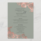 Programme Chic Sage Vert Rose or Mariage Floral or (Devant)
