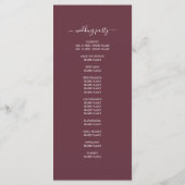 Programme Chic Script Bourgogne Simple Minimal Mariage (Dos)