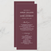 Programme Chic Script Bourgogne Simple Minimal Mariage (Devant / Derrière)